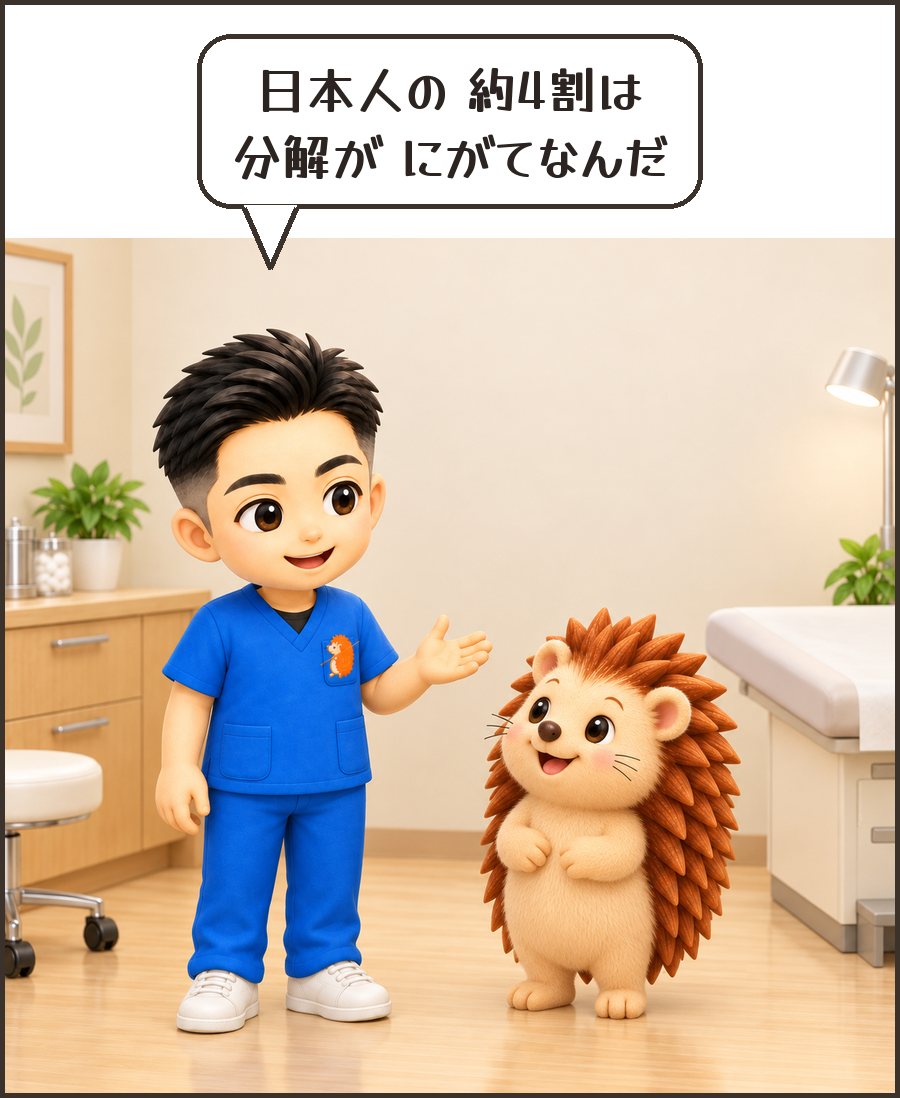 院長「日本人の 約4割は 分解が にがてなんだ」