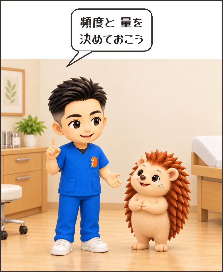 院長「頻度と 量を 決めておこう」