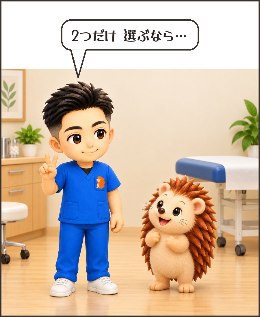 指を2本立てる院長「2つだけ 選ぶなら…」