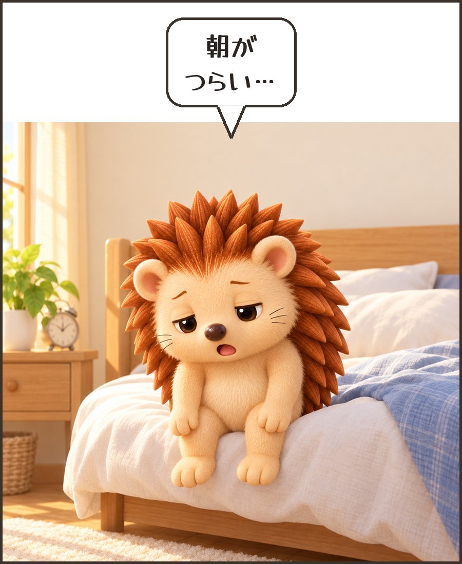 朝起きられないハリーちゃん「朝が つらい…」