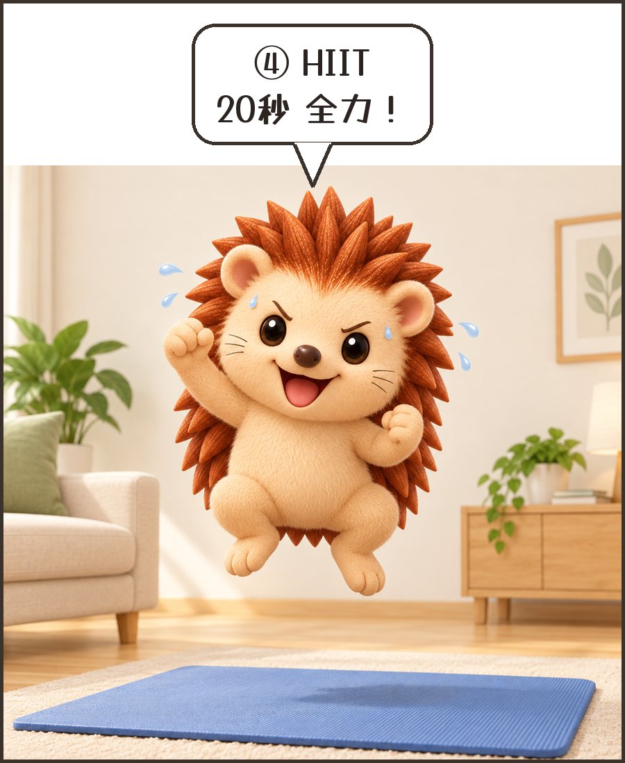 ジャンプするハリーちゃん「④ HIIT 20秒 全力！」