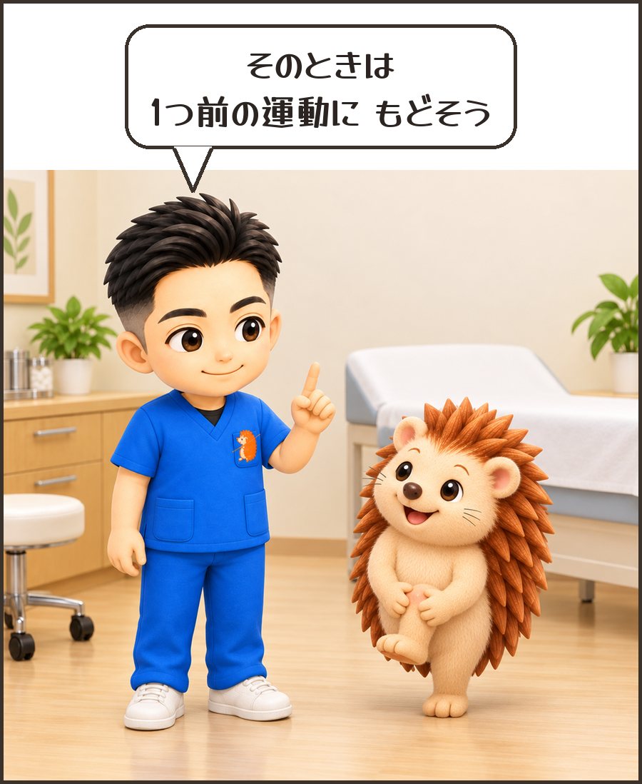 院長「そのときは 1つ前の運動に もどそう」
