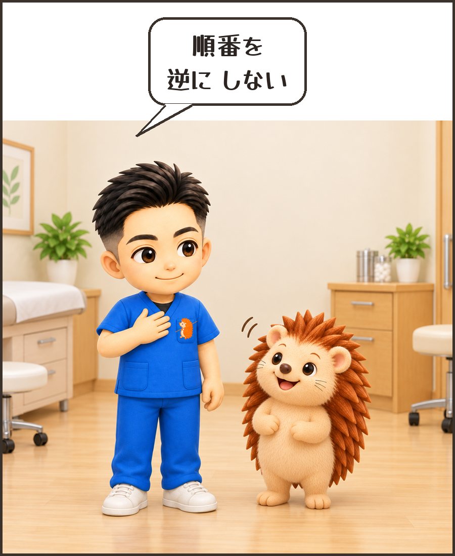院長「順番を 逆に しない」