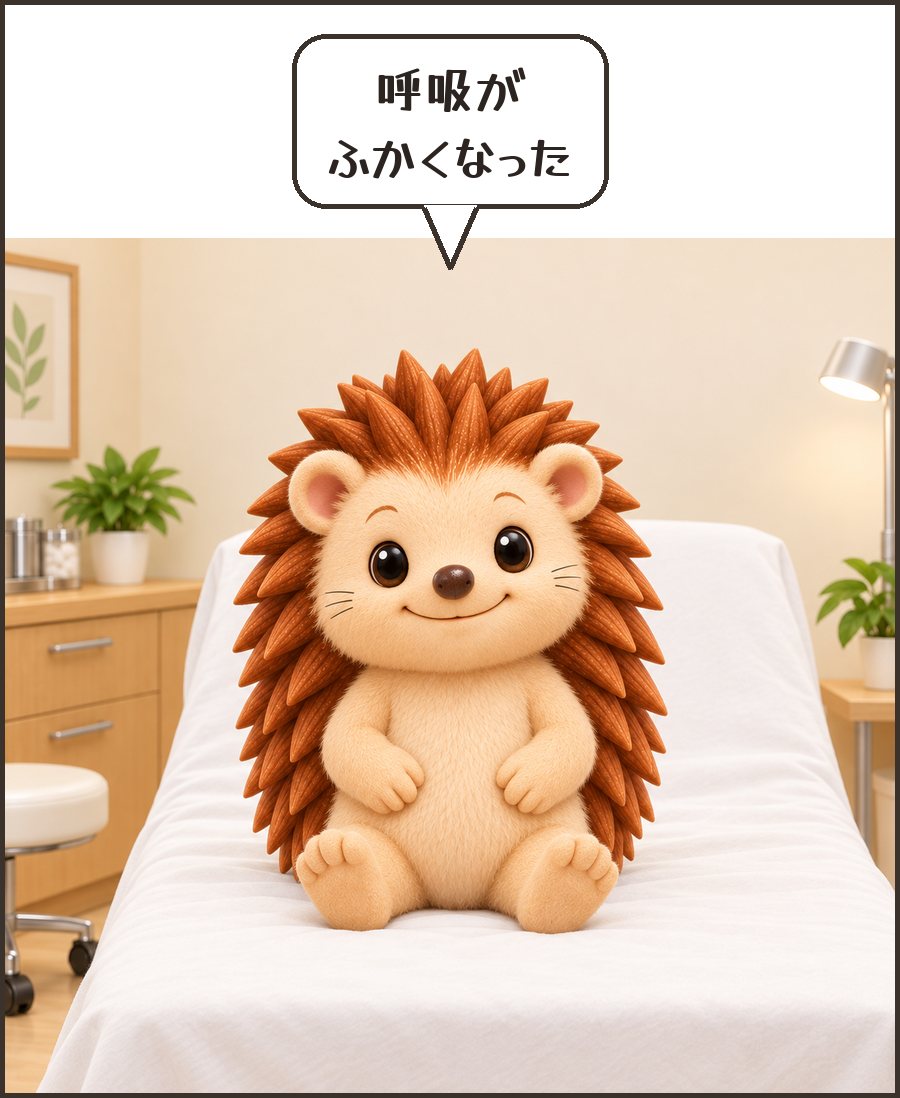 深く息を吸うハリーちゃん「呼吸が ふかくなった」