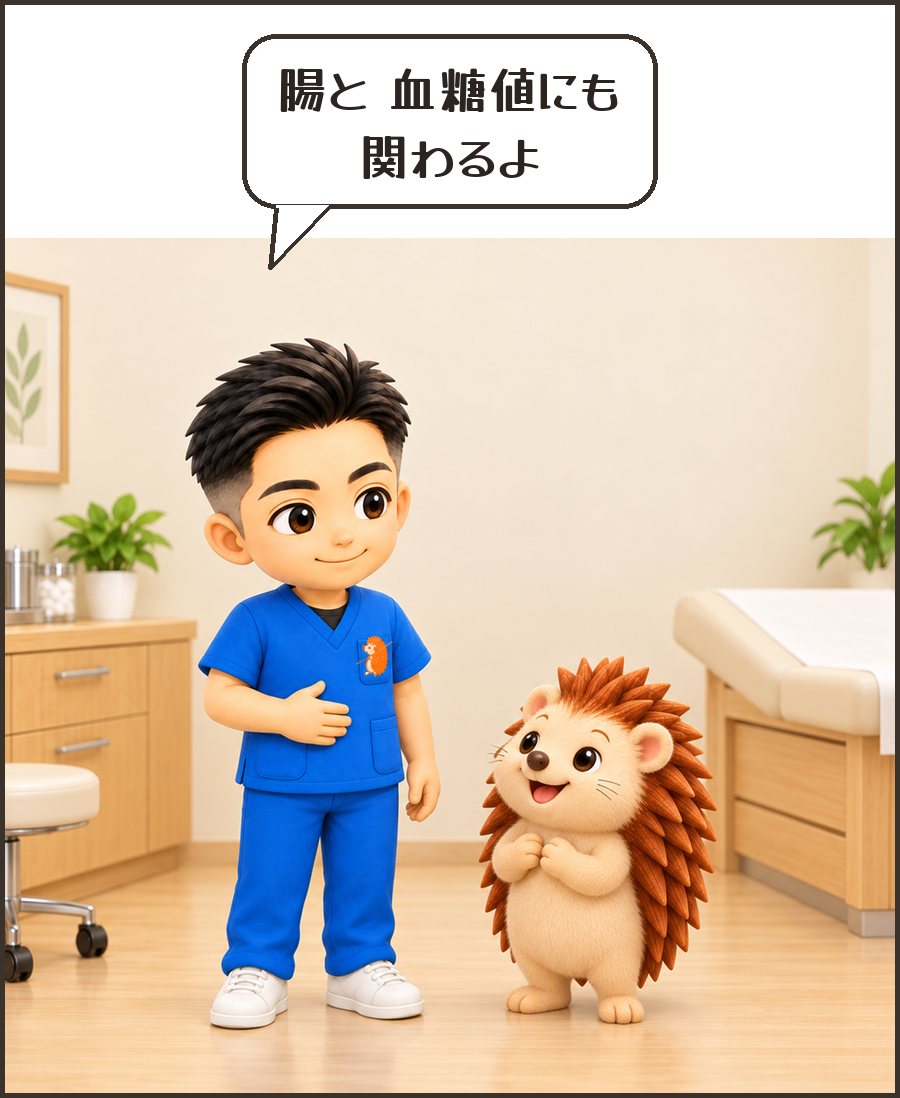 院長「腸と 血糖値にも 関わるよ」