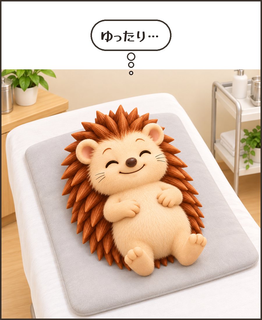 目を閉じてくつろぐハリーちゃん「ゆったり…」