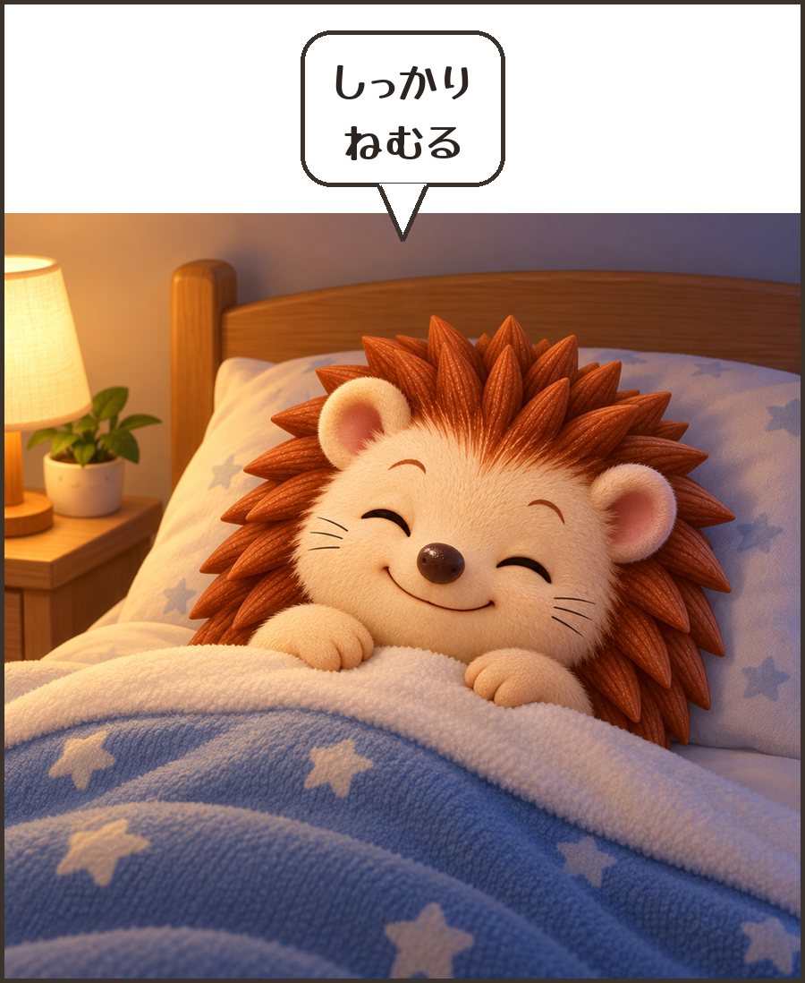 ぐっすり眠るハリーちゃん「しっかり ねむる」