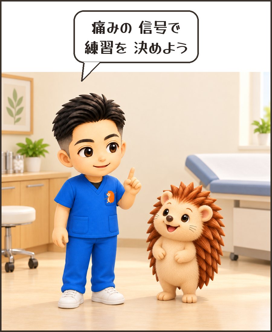 院長「痛みの 信号で 練習を 決めよう」