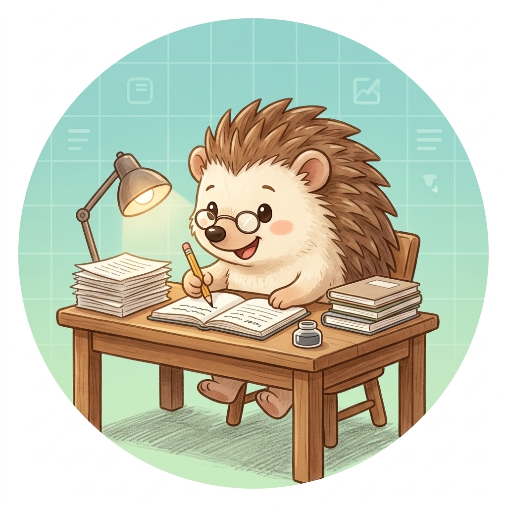 書き物をするハリーちゃん
