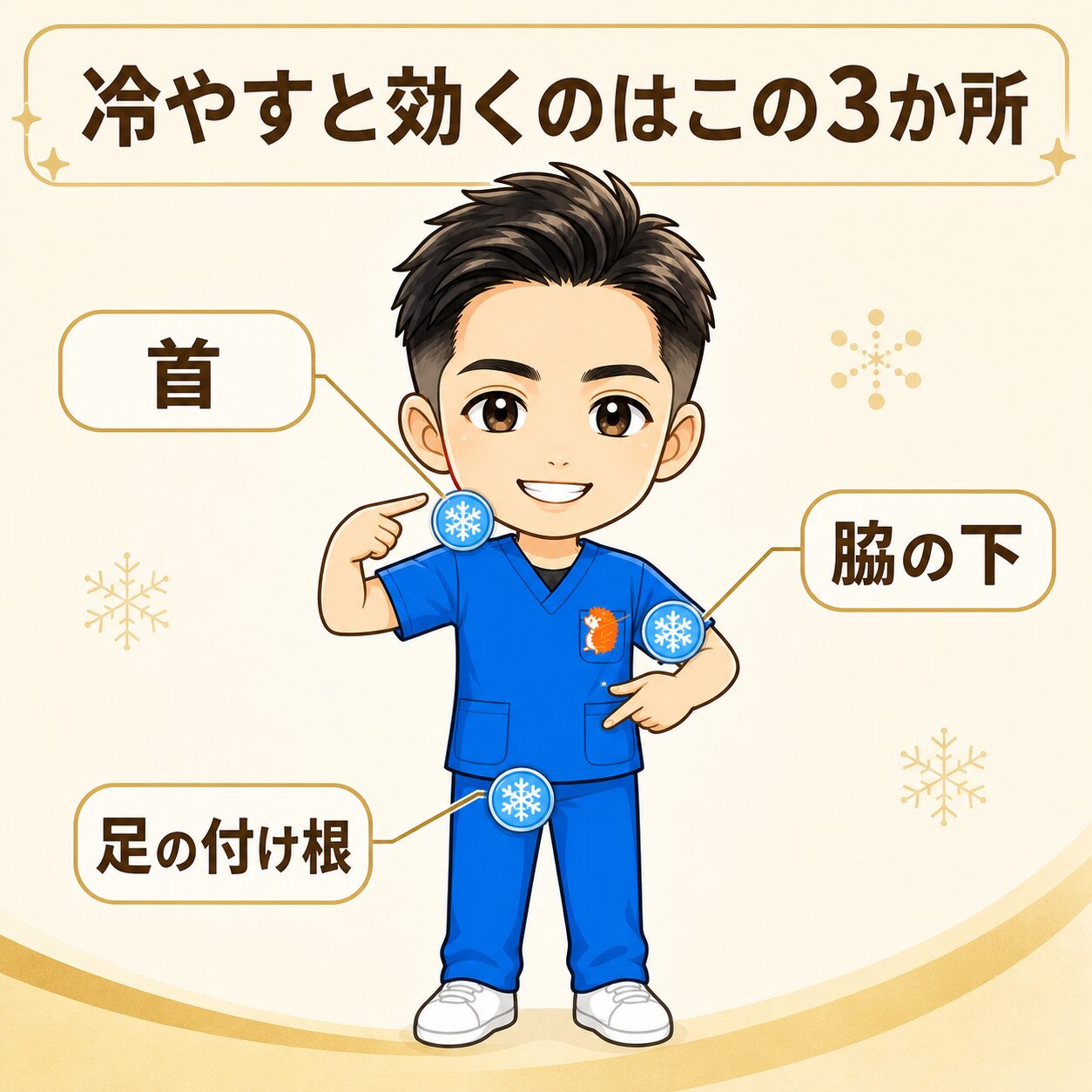 冷やすと効く3か所：首の横・脇の下・足の付け根