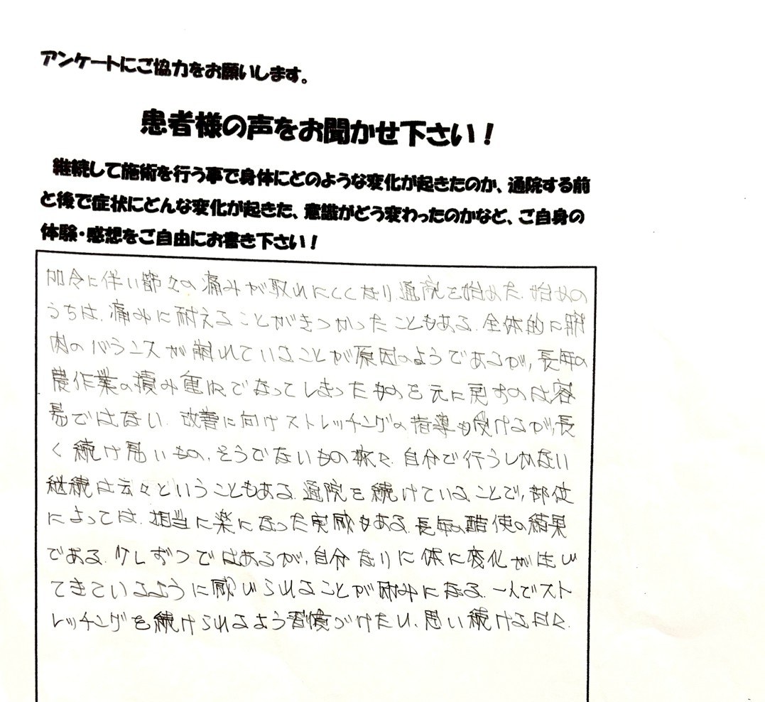 患者さまご記入のアンケート #32