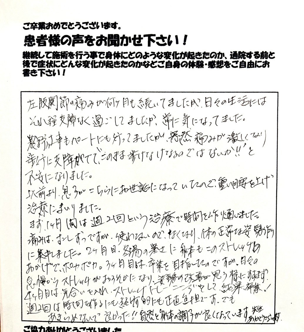 患者さまご記入のアンケート #33